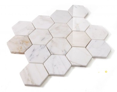 HEXAGON CALACATTA GOLD POLISHED MOSAIC 3" X 3" - 2