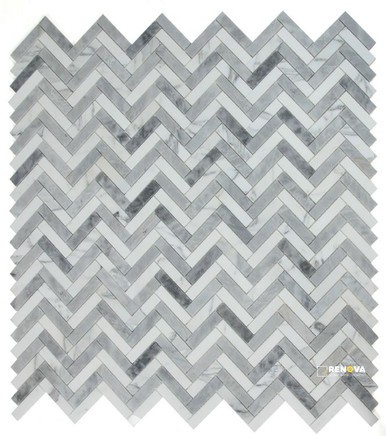 HERRINGBONE CITY GREY MOSAIC 11.25" X 11.25"