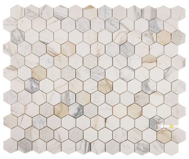 HEXAGON CALACATTA GOLD HONED MOSAIC 3" X 3"