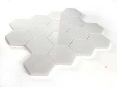 HEXAGON SNOW WHITE POLISHED MOSAIC 3" X 3" - 2