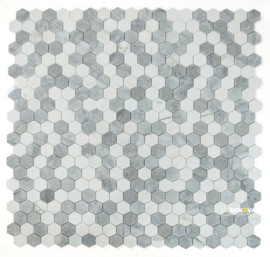 HEXAGON CITY GREY MOSAIC 2" X 2"