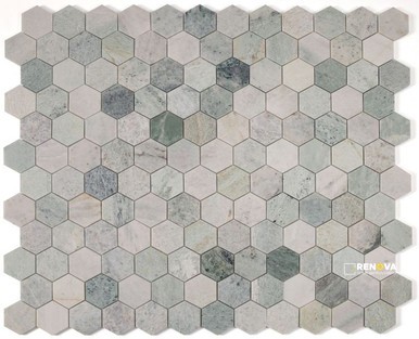HEXAGON GREEN MOSAIC 3" X 3"