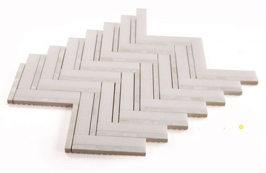 DIANA HERRINGBONE THASSOS MOSAIC 11" X 11.75" - 2