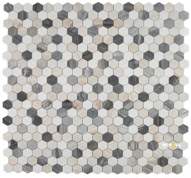 HEXAGON BEACH MOSAIC 2" X 2"