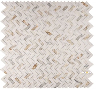 HERRINGBONE SUNRISE POLISHED MOSAIC 11" X 11.25"