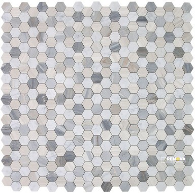 HEXAGON BLUE LARGE MOSAIC 4" X 4"