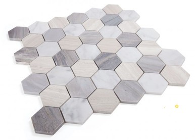 HEXAGON BLUE LARGE MOSAIC 4" X 4" - 2