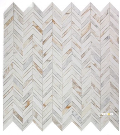 CHEVRON SHADOW CALACATTA MOSAIC 11.75" X 12"