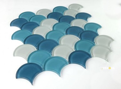 DRAGON SCALE OCEAN GLASS MOSAIC 12" X 12" - 2