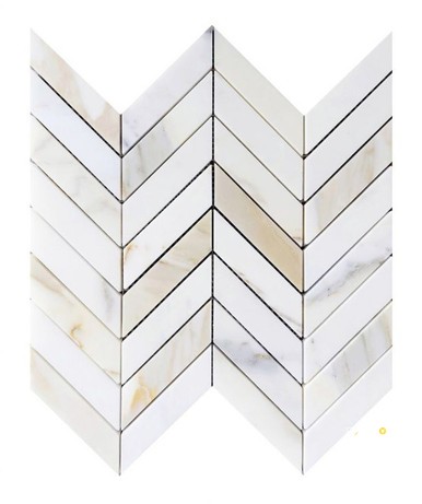 CHEVRON CALACATTA GOLD HONED MOSAIC 11" X 11"