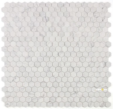 HEXAGON CALACATTA WHITE HONED MOSAIC 2" X 2"