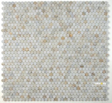 PENNY MARBLE CALACATTA HONED MOSAIC 11" X 11.75"