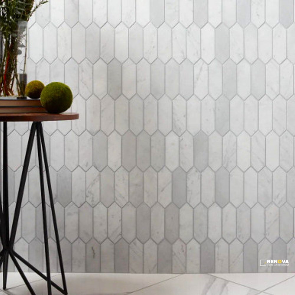 BIANCO VENATINO HONED PICKET MOSAIC - 2
