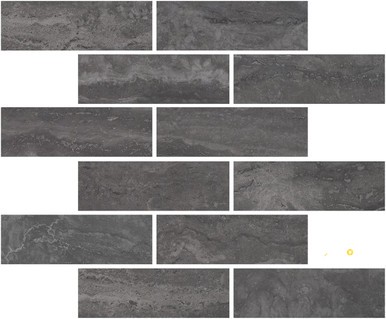 PORTOBELLO TIVOLI CHARCOAL 2X6 STAGGERED MOSAIC MATTE .92 SF/SHT