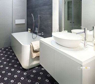 ONIX HEX PATTERN MOSAIC VENATO FLOWER W/ NERO MARQUINA - PATTERN 2
