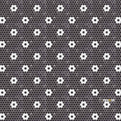 ONIX HEX PATTERN MOSAIC VENATO FLOWER W/ NERO MARQUINA - PATTERN 2 - 2