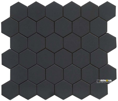 CC MOSAICS MATTE BLACK HEXAGON MOSAIC 2X2