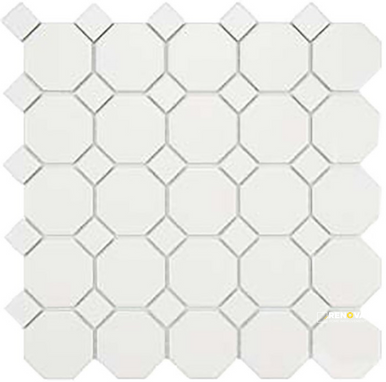 CC MOSAICS MATTE SNOW WHITE OCTAGON MOSAIC