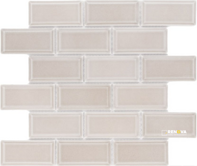 CC MOSAICS PLUS BRIGHT TENDER GRAY BEVELED BRICK MOSAIC 2X4