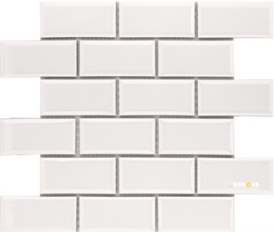 CC MOSAICS PLUS BRIGHT WHITE ICE BEVELED BRICK MOSAIC 2X4 - 2
