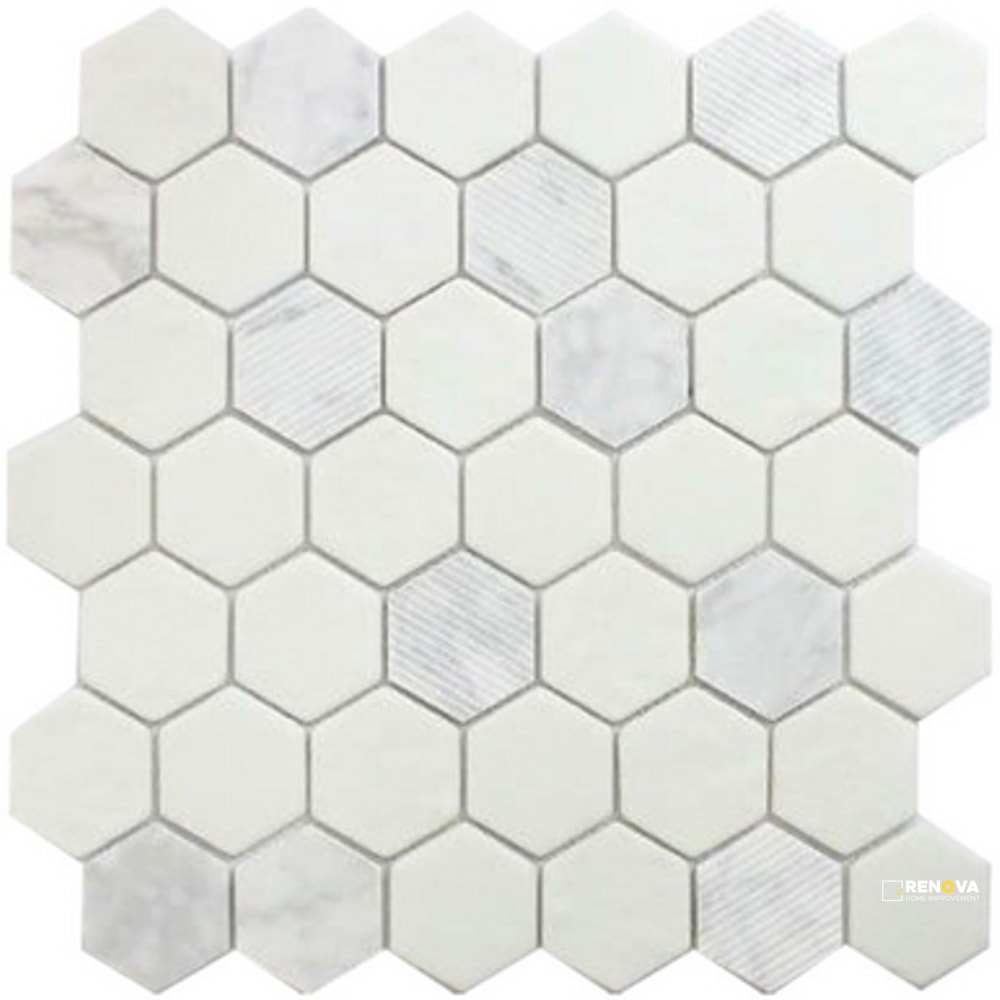 ROCKART CARRARA HEXAGON MOSAIC 12" X 12"