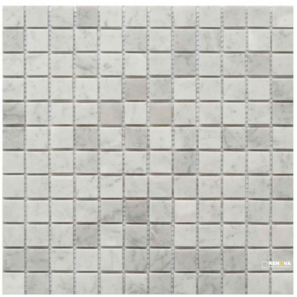ROCKART CARRARA MARBLE SQUARE MOSAIC 1" X 1"