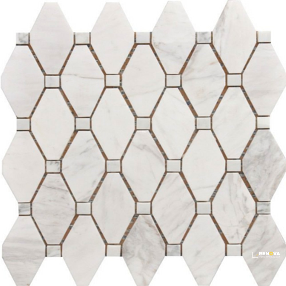ROCKART LARGE MARBLE RHOMBUS MOSAIC 12" X 12"