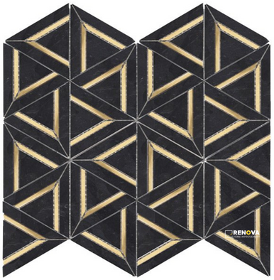 ROCKART NERO MARQUINA METAL MOSAIC 12" X 12"