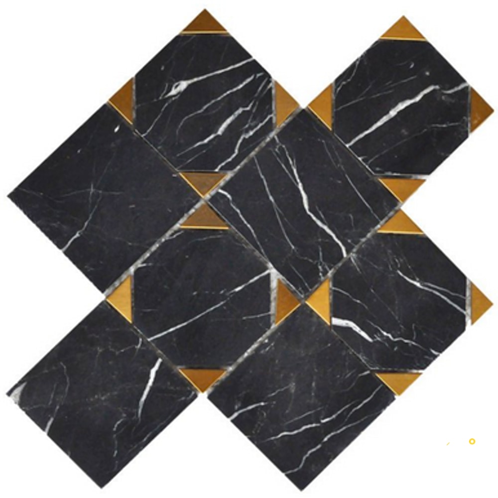ROCKART NERO MARQUINA SQUARE MOSAIC 9" X 9"