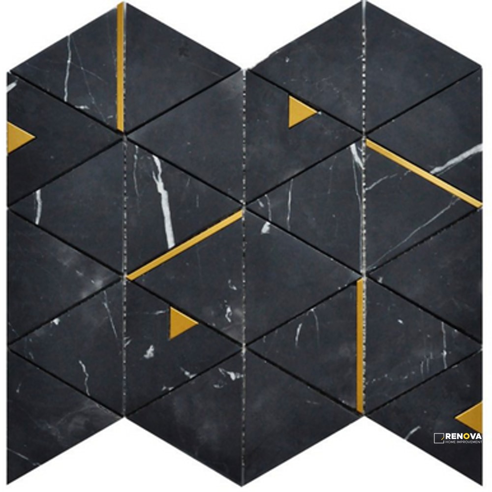 ROCKART NERO MARQUINA TRIANGLE MOSAIC 12" X 14"