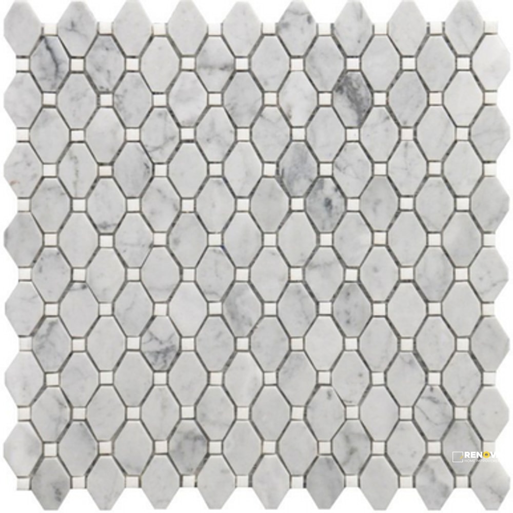 ROCKART SMALL MARBLE RHOMBUS MOSAIC 12" X 12"