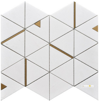 ROCKART THASSOS TRIANGLE MOSAIC 12" X 14"