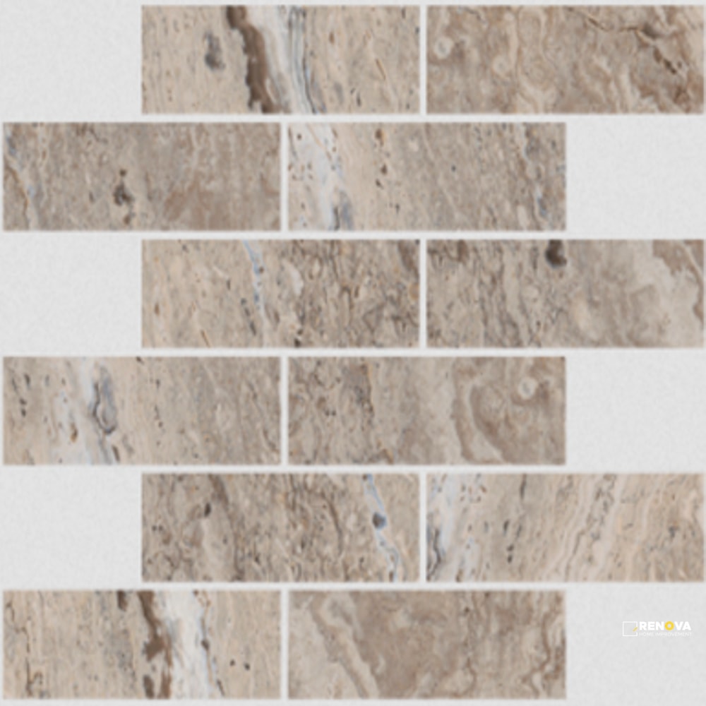 ANTIQUE ONYX HONED BRICK MOSAIC 2X6 - 12X12