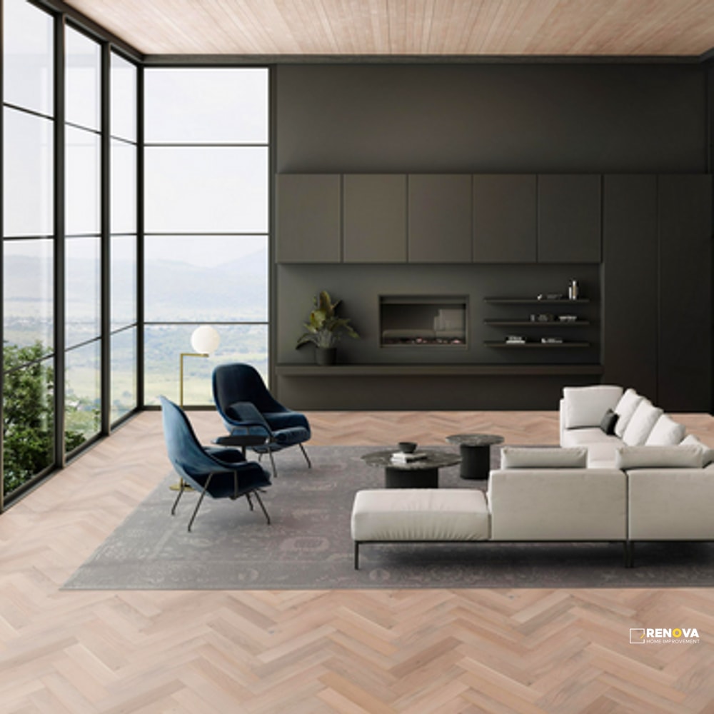 KENTWOOD BESPOKE HERRINGBONE COOS BAY OAK ENGINEERED 14MM 4.375IN 21.625IN - 6