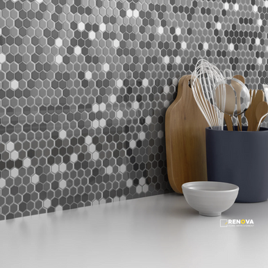 CONFETTI II MIXED FINISH HEX MOSAIC 12X12 - 2