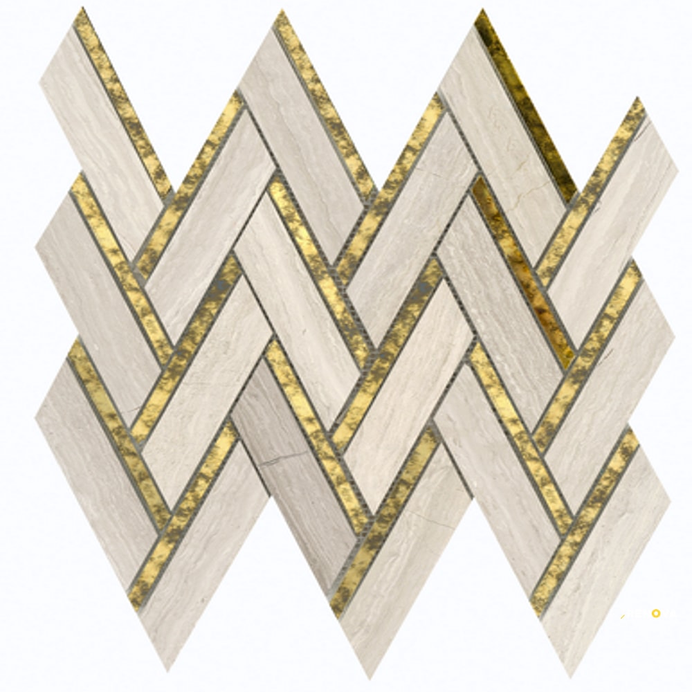 IMPULSE CREAM CHEVRON HONED MOSAIC 14X15