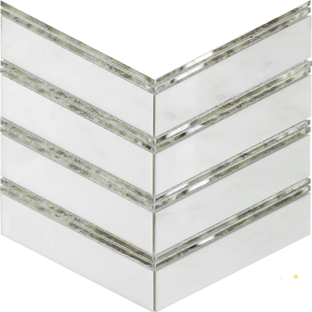 INTRIGUE CHEVRON STONE GLASS BLEND MOSAIC 12X12 - 2