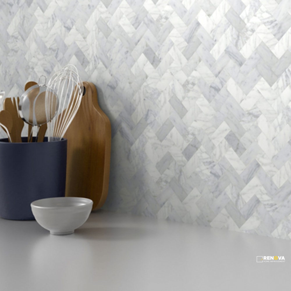LINK HONED HERRINGBONE MOSAIC MARBLE 14X20 - 2