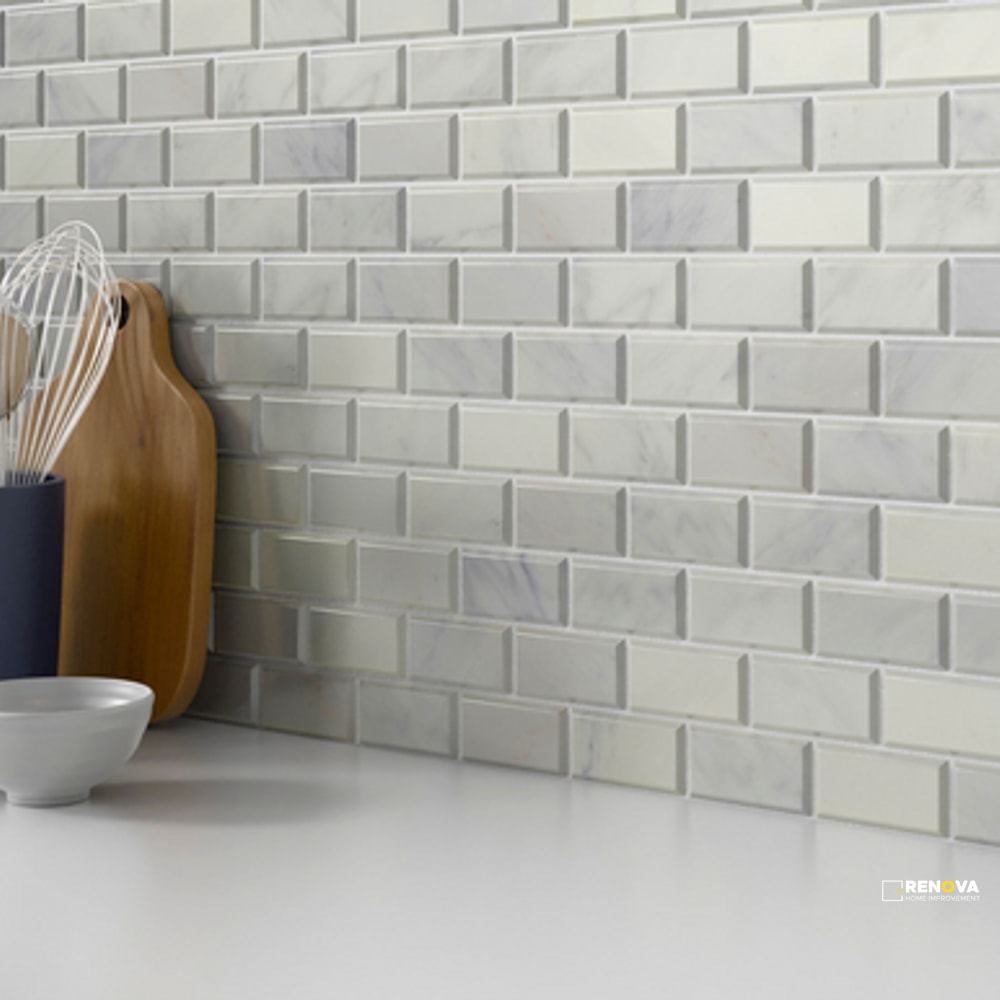 MARBLE BEVEL MOSAIC 2X4 ON 12X12 - 2