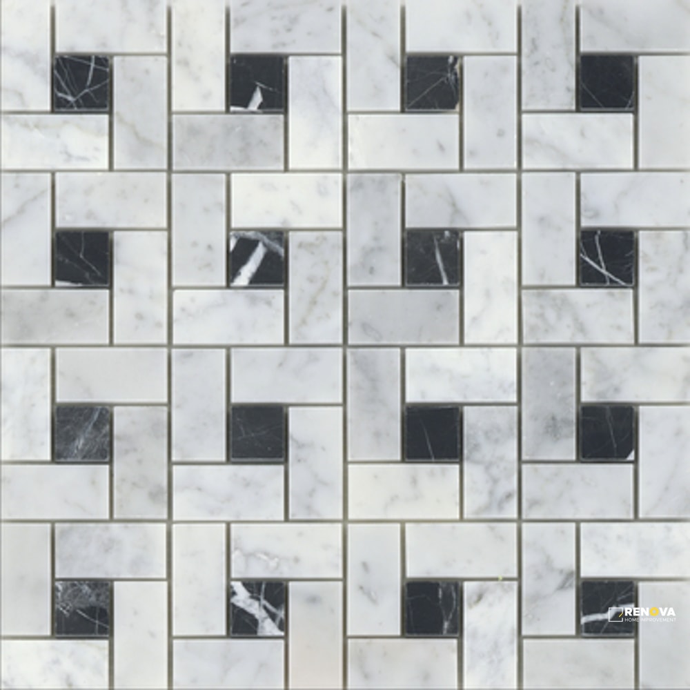 MARBLE HONED PINWHEEL PATTERN MOSAIC 12X12