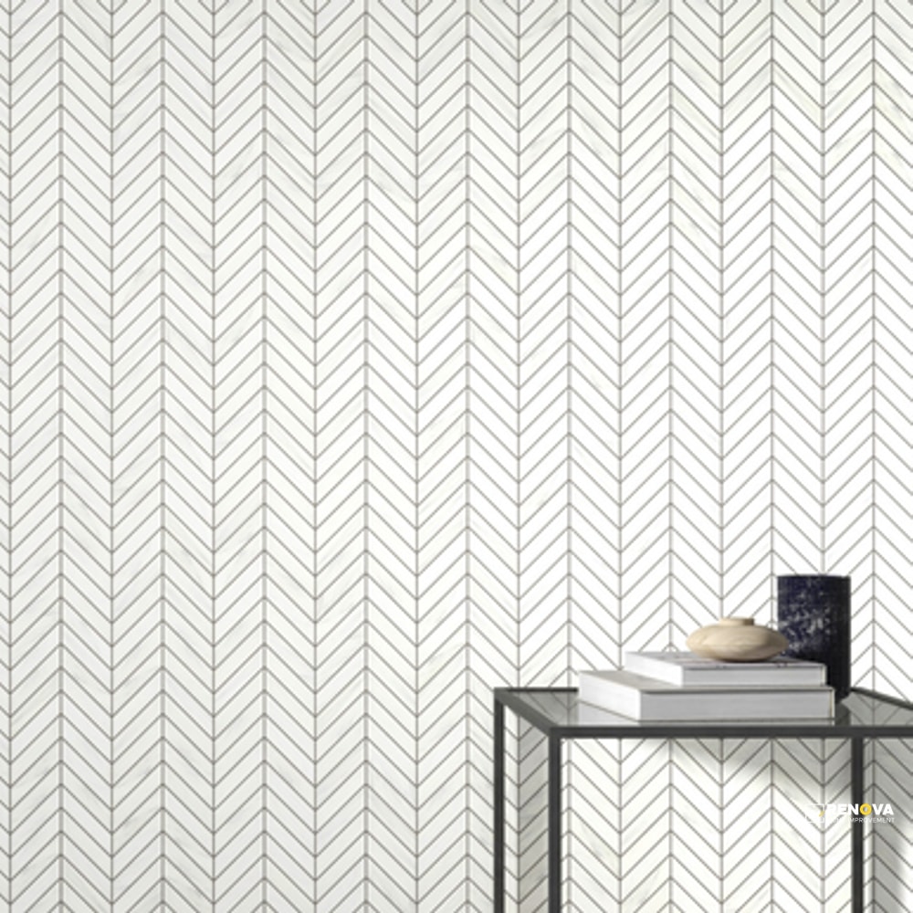 MARBLE POLISHED CHEVRON PATTERN MOSAIC 12X12 - 2