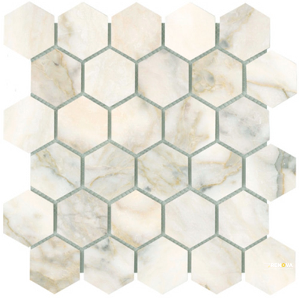 CALACATA GIALLO HONED 2 HEXAGON MOSAIC 12X12
