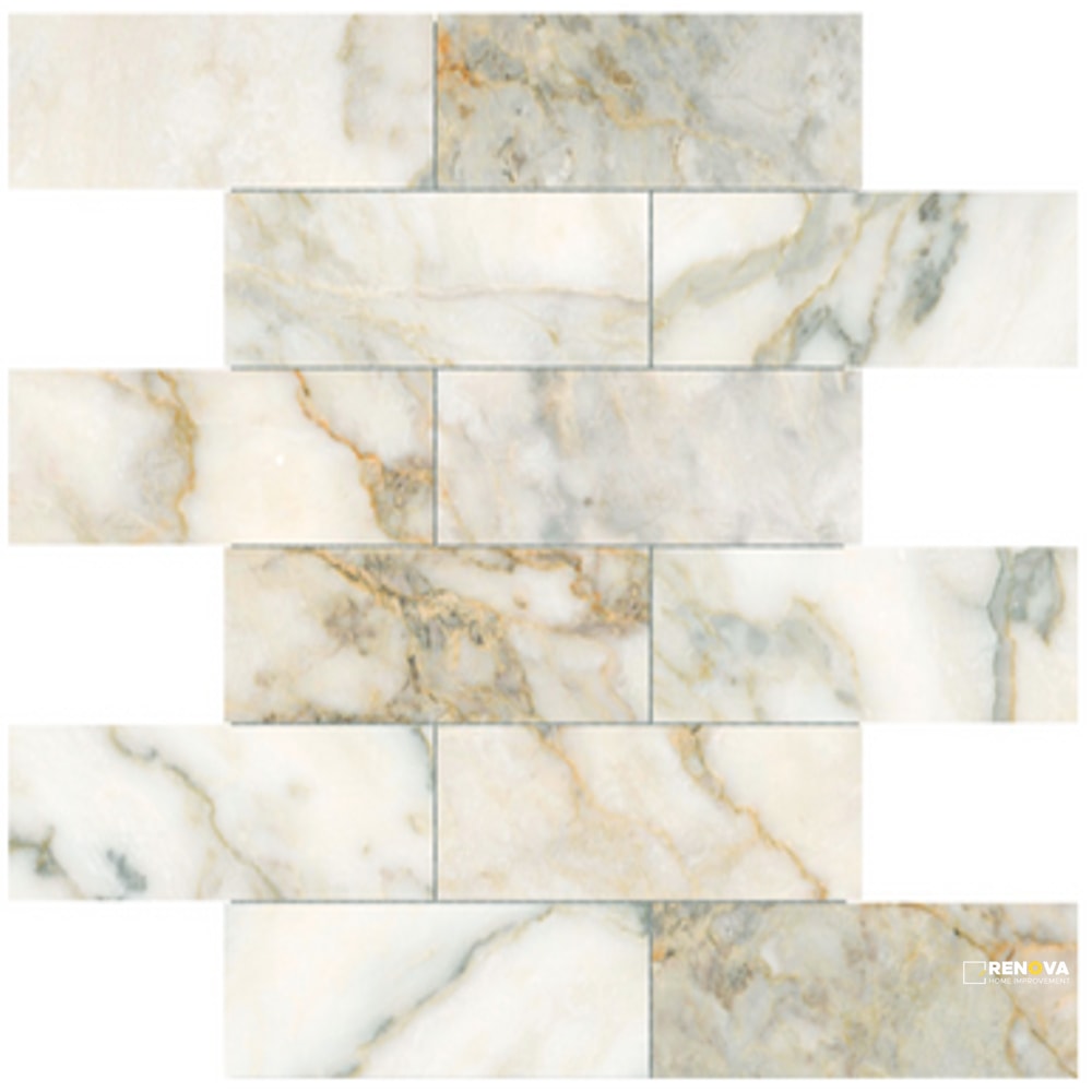 CALACATA GIALLO HONED 2X6 OFFSET MOSAIC 12X12