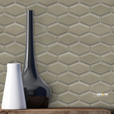 REWARD GLOSSY 2X4 BEVELED HEX WIDE MOSAIC 10X11