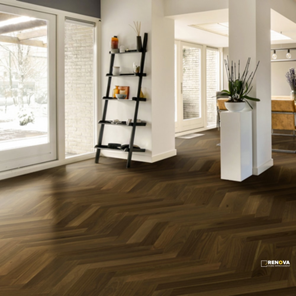 EUROPEAN WALNUT BARCELONA HERRINGBONE 4-3/4" - ENGINEERED - BRAVADA - 4