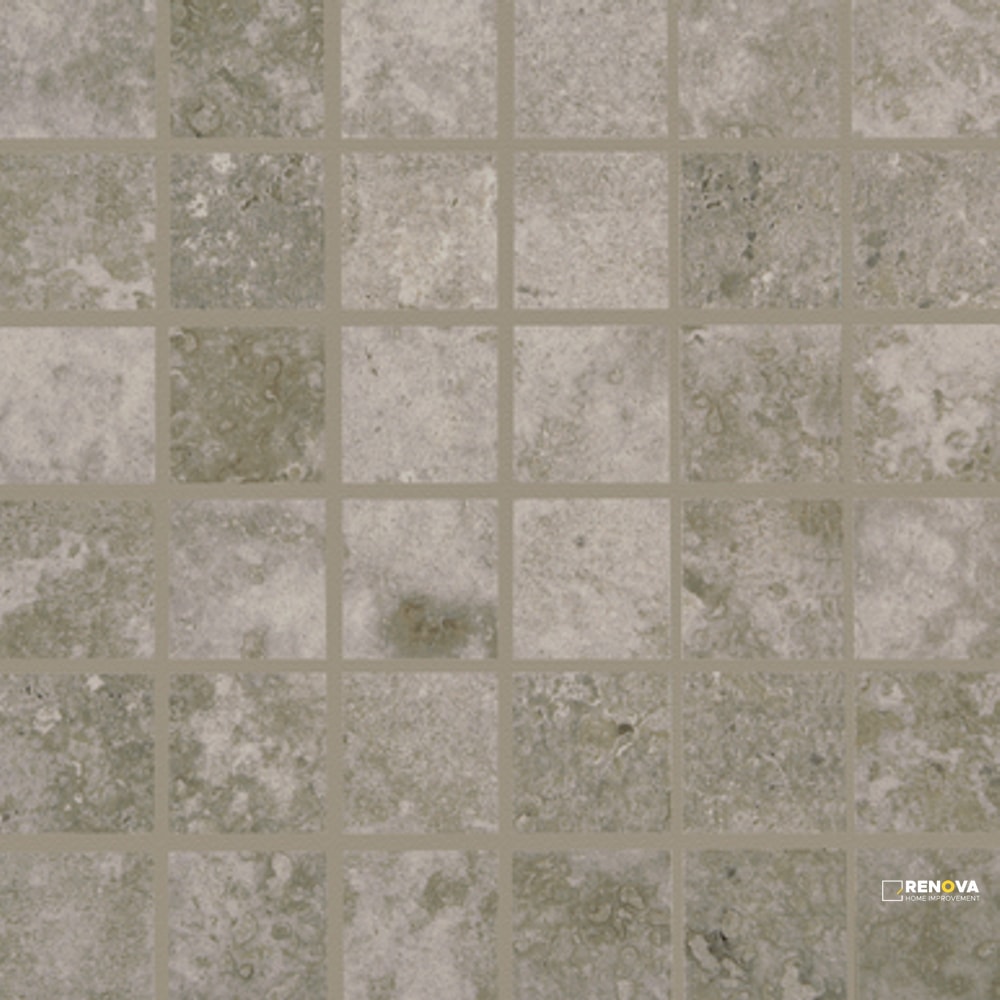 CROSSVILLE STONE FICTION TRAVERTINE SILVER 2X2 MOSAIC UNPOLISHED .975 SF/SHT