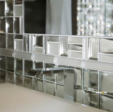 CROSSVILLE SIDEVIEW GLASS TUNGSTEN 3X3 MOSAIC POLISHED .969 SF/SHT - 2