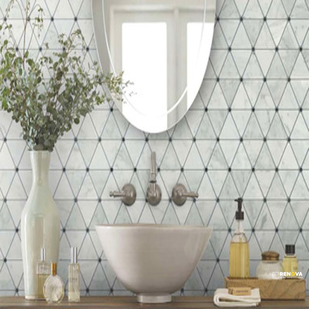 BIANCO CARRARA W/ NERO DOTS GENERATION Z SOFT TRIANGLES MOSAIC
