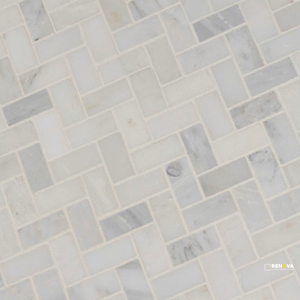 ARABESCATO CARRARA HONED HERRINGBONE MOSAIC - 5