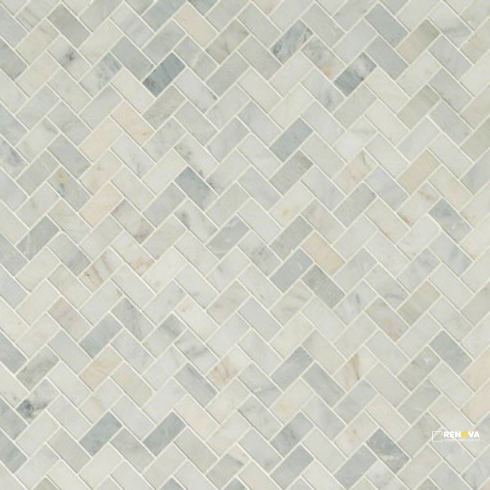 ARABESCATO CARRARA HONED HERRINGBONE MOSAIC - 3
